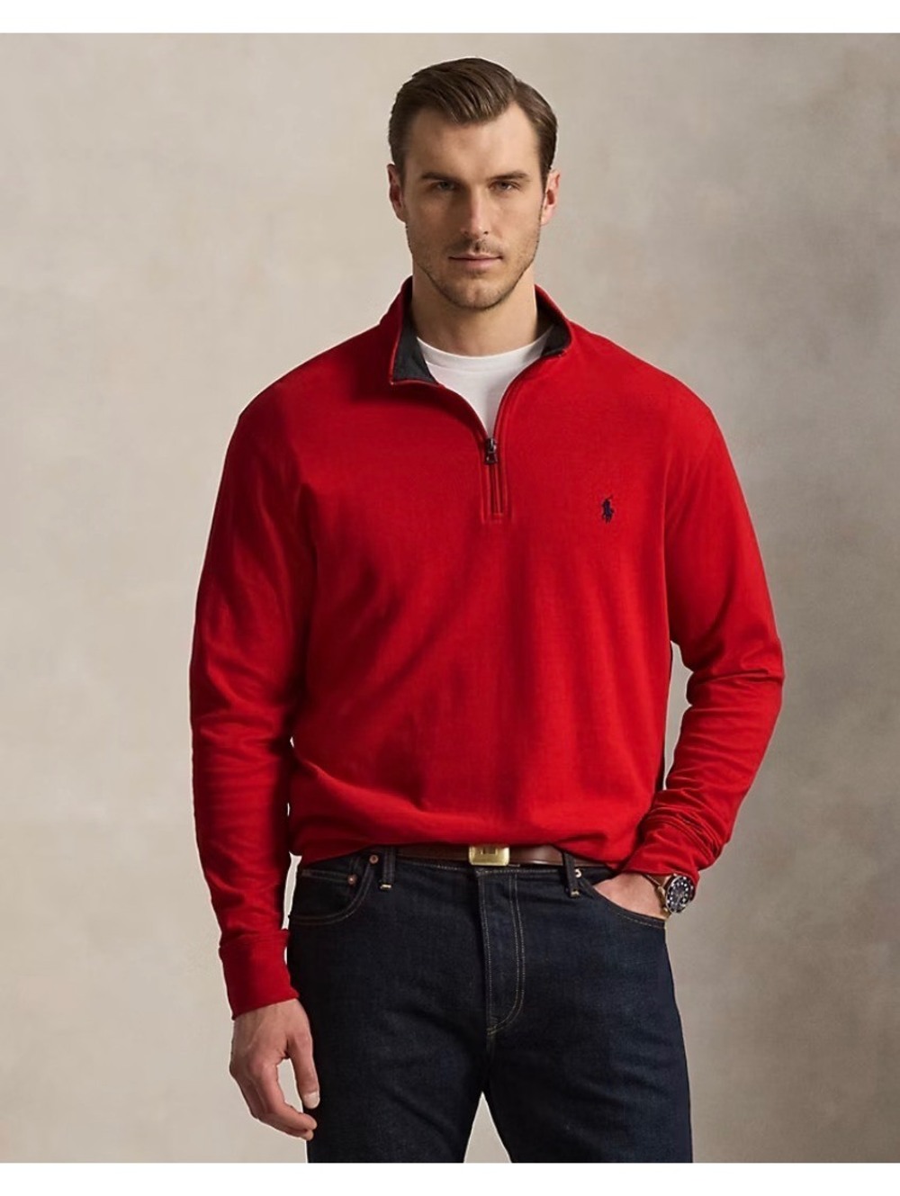 Polo Ralph Lauren Men's Red Half-Zip Sweater XL